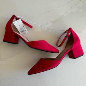 Red block heeled pumps. Target. Never worn.